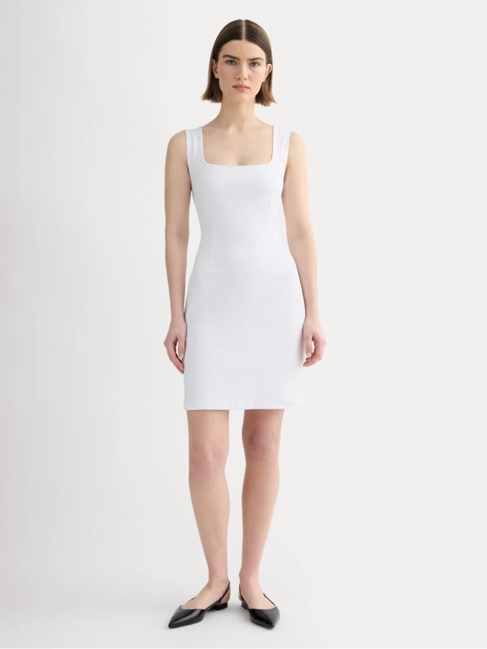 Everlane The Dream Square-Neck Dress White Size M NWOT Organic Cotton Mini